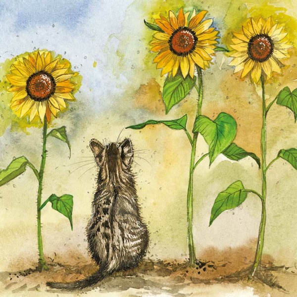 Alex Clark Sleutelhanger "Cat and Sunflowers" - Afbeelding 2