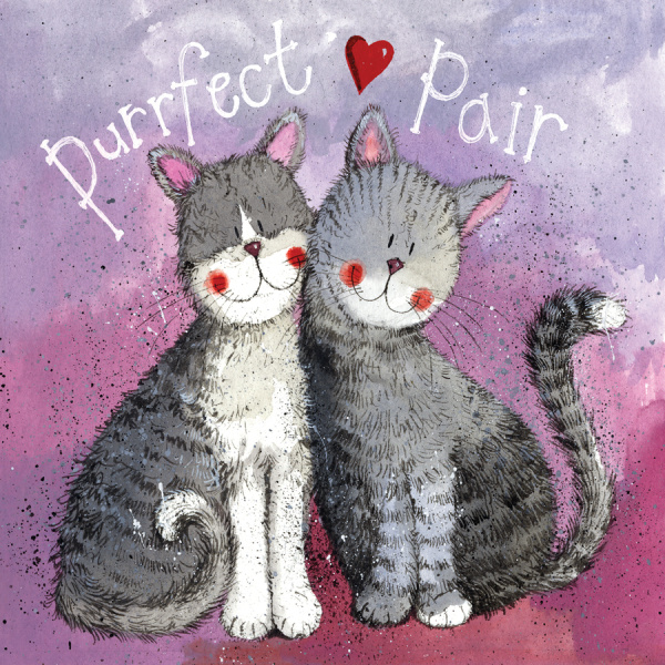 Alex Clark 14x14cm Wenskaart - Purrfect Pair