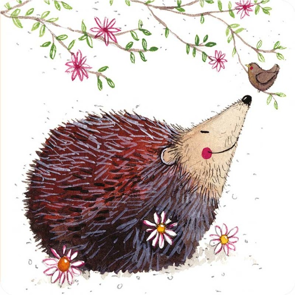 Alex Clark Onderzetter - Hedgehog and Flowers