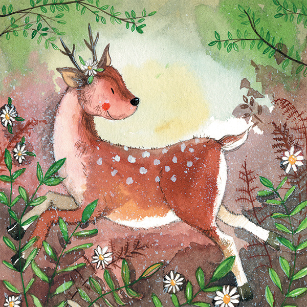 Alex Clark 14x14cm Wenskaart - Forest Deer