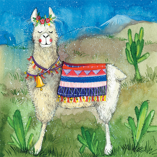 Alex Clark 14x14cm Wenskaart - Llama