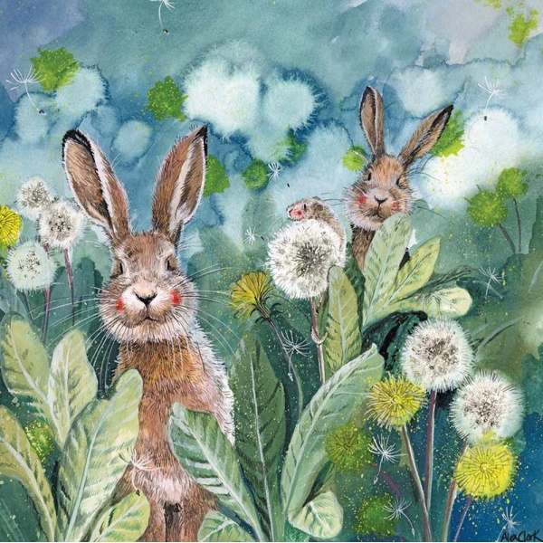 Alex Clark 14x14cm Wenskaart - Little Rabbits