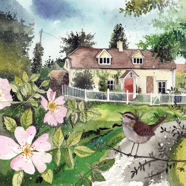 Alex Clark 14x14cm Wenskaart - Rose Cottage