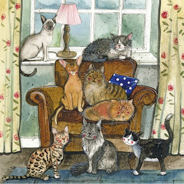 Alex Clark 14x14cm Wenskaart - Cat House