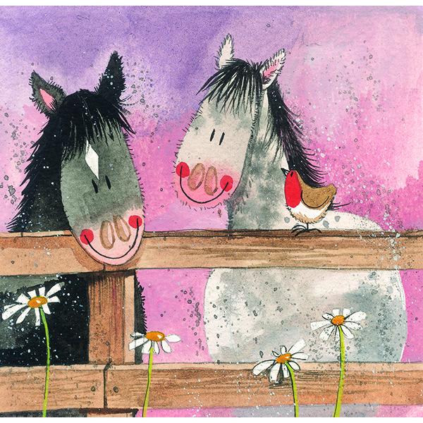 Alex Clark 14x14cm Wenskaart - Horse Whispers