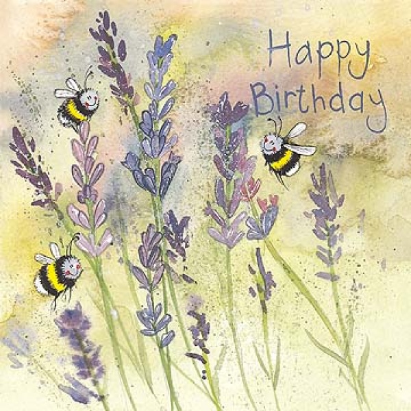 Alex Clark 14x14cm Wenskaart - Lavender Bees