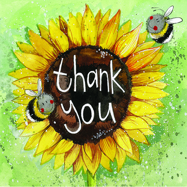 Alex Clark 14x14cm Wenskaart - Thank You Sunflowers