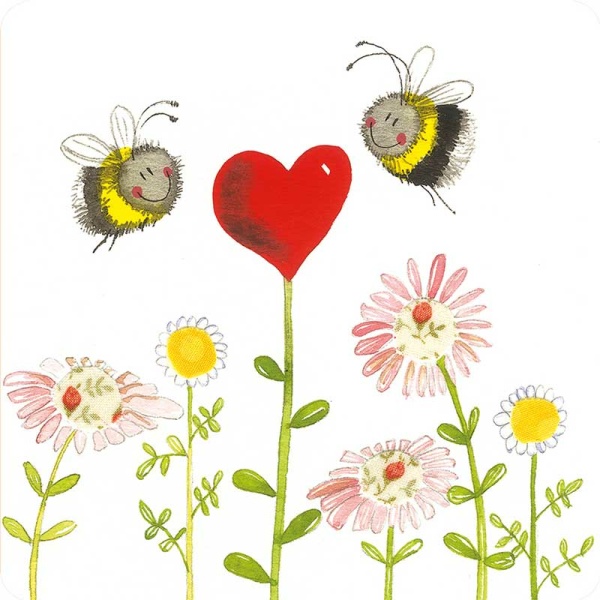 Alex Clark Onderzetter - Bees and Heart