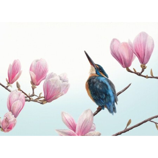 Lonneke Grimbergen A6 Kaart "IJsvogel en magnolia" - Afbeelding 2