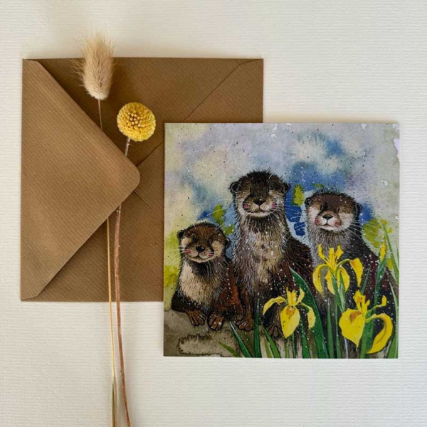 Alex Clark 14x14cm Wenskaart - Otters