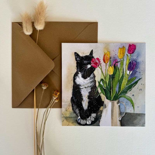 Alex Clark 14x14cm Wenskaart - Smell the Flowers