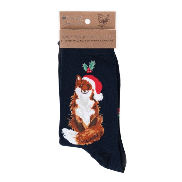 Wrendale Bamboe Sokken Vos - Festive Fox