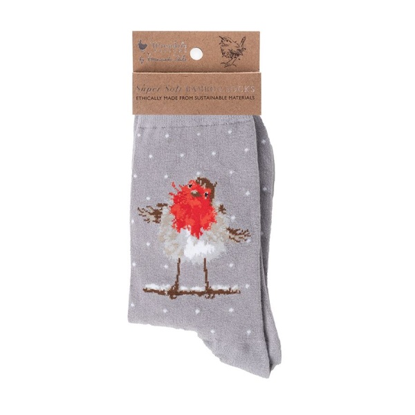 Wrendale Bamboe Sokken Roodborstje - Jolly Robin