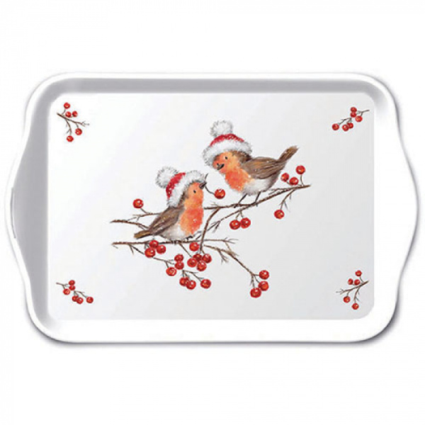 Ambiente Dienblad 13x21cm - Christmas Robin White