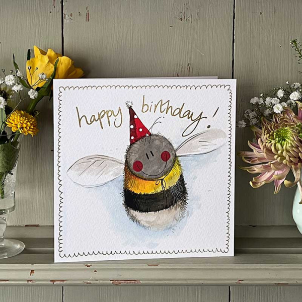 Alex Clark 16x16cm Wenskaart - Bee and Hat