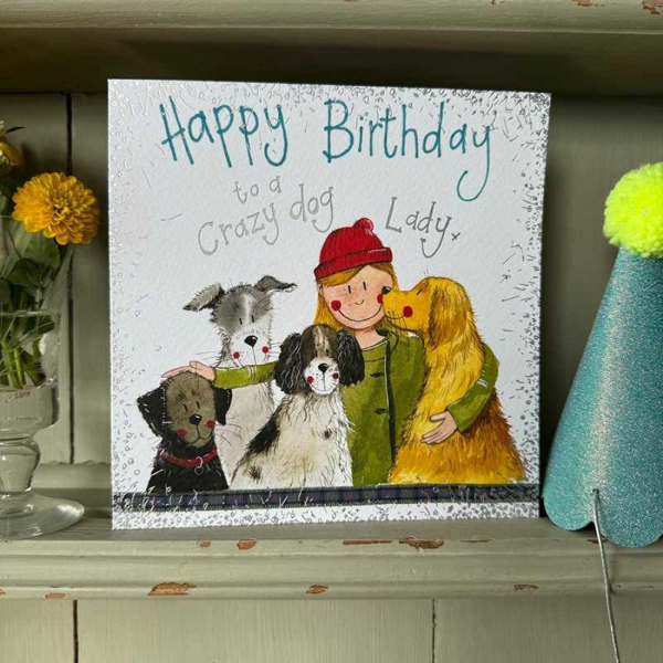 Alex Clark 16x16cm Wenskaart - Dog Lady