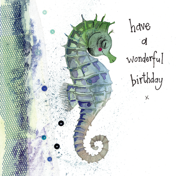 Alex Clark 16x16cm Wenskaart - Seahorse