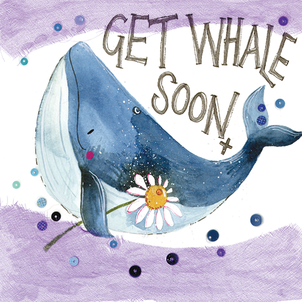 Alex Clark 16x16cm Wenskaart - Get Whale Soon