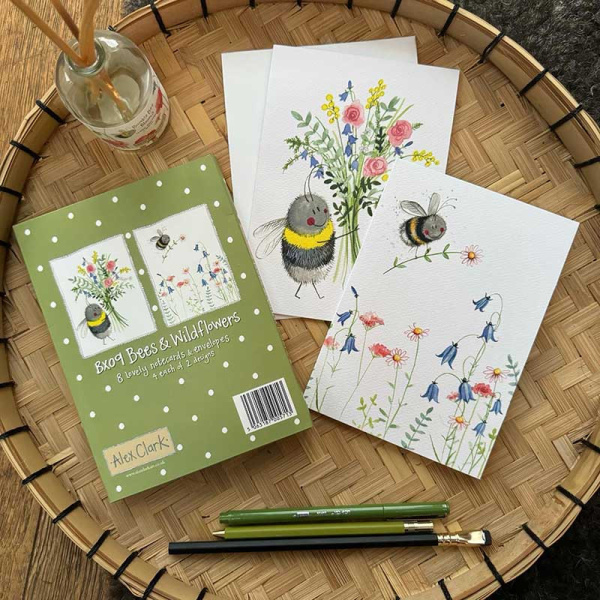 Alex Clark Kaartenmapje set 8 - Bees & Wildflowers - Afbeelding 2