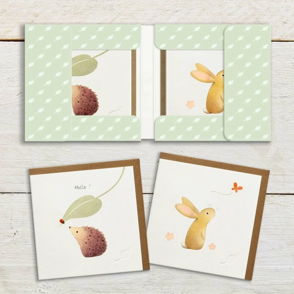 Ginger Betty Kaartenmapje set 8 - Rabbit & Hedgehog - Afbeelding 2