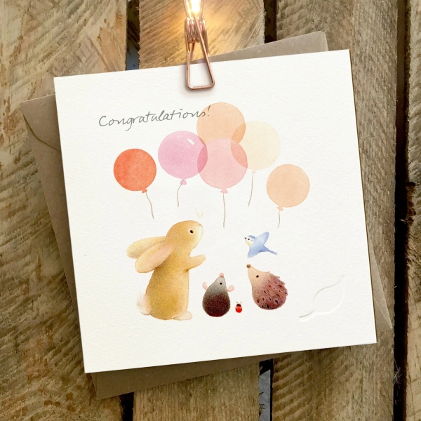 Ginger Betty 14,5x14,5cm Wenskaart - Animals with Balloons