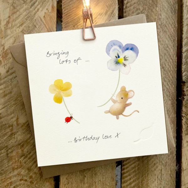 Ginger Betty 14,5x14,5cm Wenskaart - Mouse & Ladybird