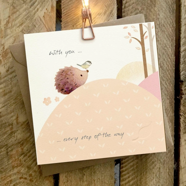 Ginger Betty 14,5x14,5cm Wenskaart - Hedgehog & Bluetit