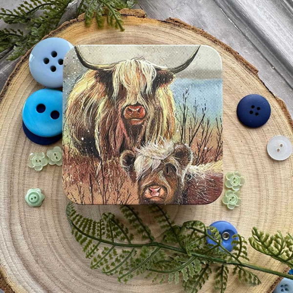 Alex Clark (Square) Blikje - Highland Cows