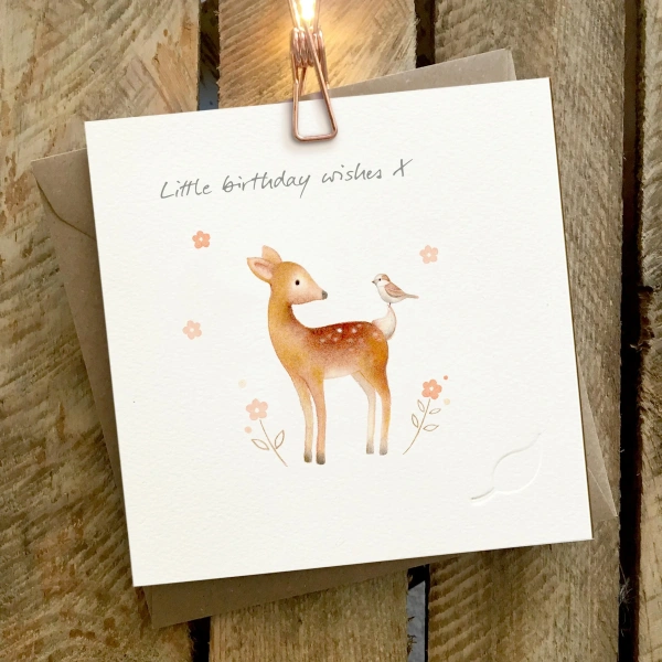 Ginger Betty 14,5x14,5cm Wenskaart - Fawn with Bird