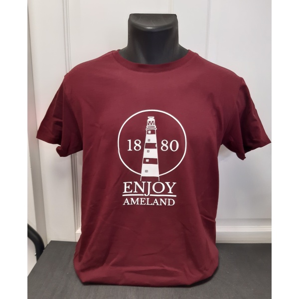 Heren T-shirt Enjoy Ameland - Burgundy