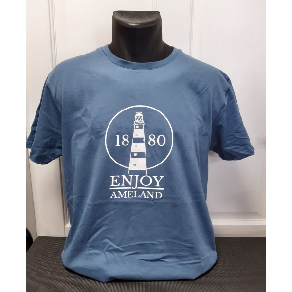 Heren T-shirt Enjoy Ameland - Stone Blue