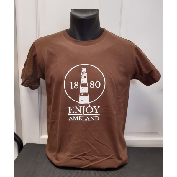 Heren T-shirt Enjoy Ameland - Chocolate